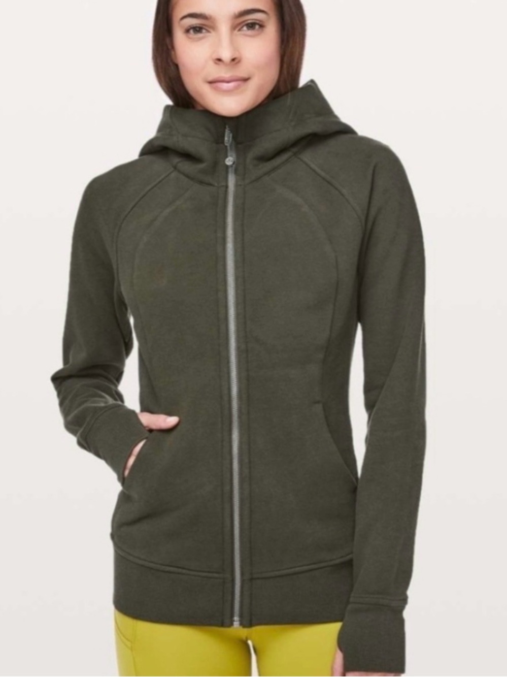 lululemon athletica Scuba Full Zip Olive Green Hooded Sweater
